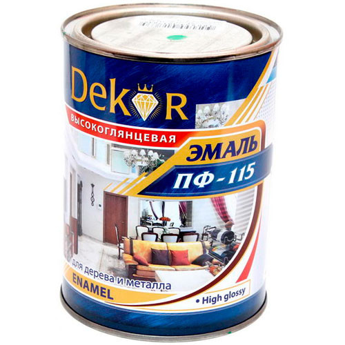 Эмаль ПФ-115 зеленая 0,8 кг. DEKOR (Кубанские краски)