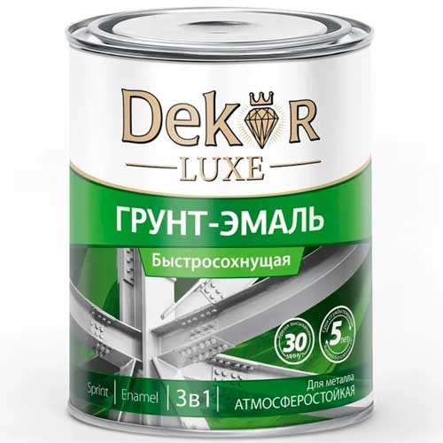Грунт-эмаль по ржавчине быстросохнущая черная 1,9 кг, DEKOR SPRINT 30 минут 