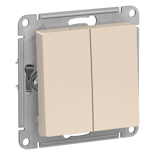 Выключатель двухклавишный СП Schneider Electric AtlasDesign бежевый