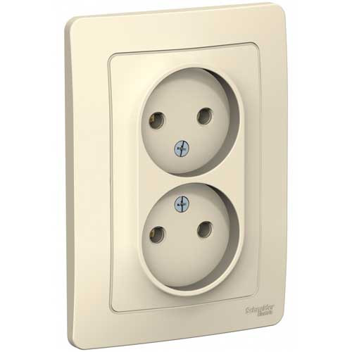 Розетка двойная без заземления СП Schneider Electric Blanca молочный 