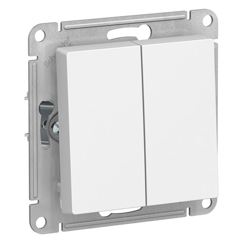 Выключатель двухклавишный СП Schneider Electric AtlasDesign белый