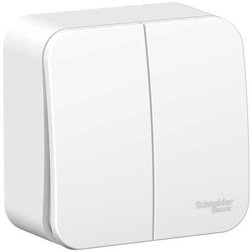 Выключатель двухклавишный открытой установки Schneider Electric Blanca белый 