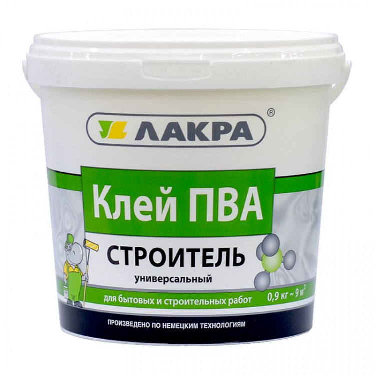 Клей ПВА универсальный СТРОИТЕЛЬ 0,9 кг Лакра