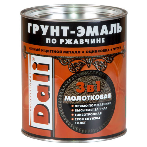 Грунт-эмаль МОЛОТКОВАЯ по ржавчине золотистая (0,75 л) Dali