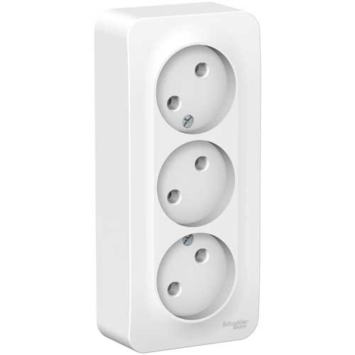 Розетка тройная без заземления открытой установки Schneider Electric Blanca белый 
