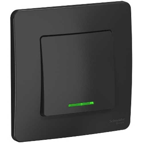 Выключатель одноклавишный с подсветкой СП Schneider Electric Blanca антрацит 