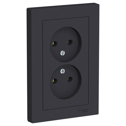 Розетка двойная без заземления  Schneider Electric AtlasDesign карбон 