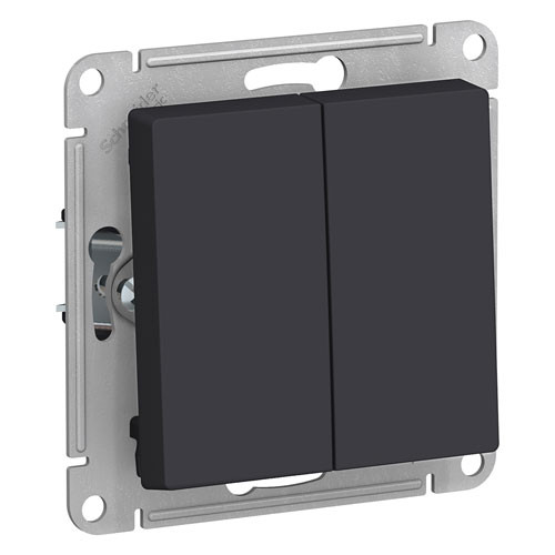 Выключатель двухклавишный СП Schneider Electric AtlasDesign карбон 
